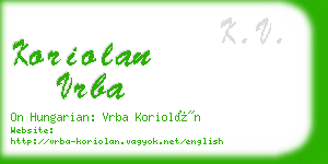koriolan vrba business card